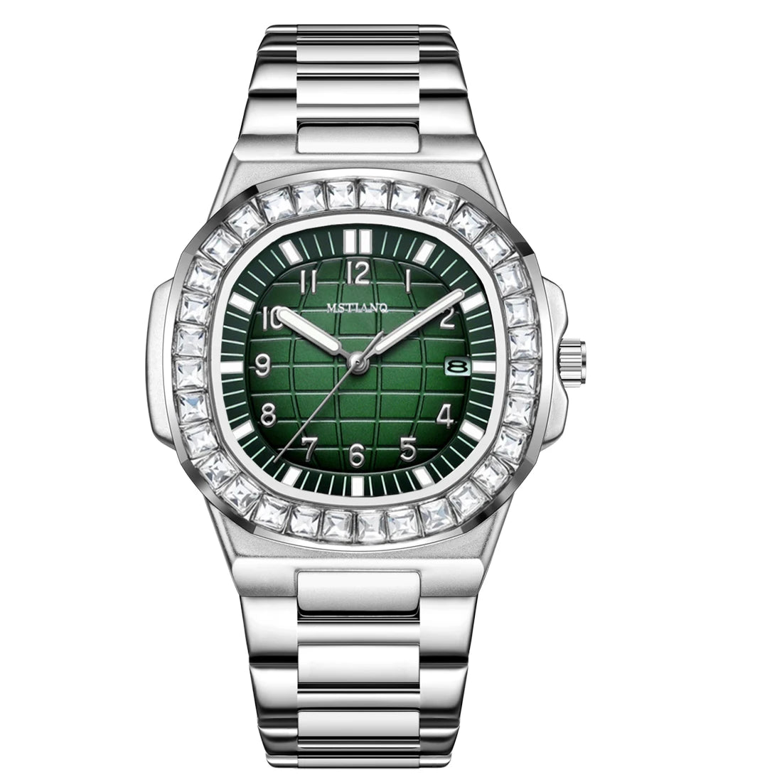 New Hot Selling Silver Men's Watch Stainless Steel  Diamond Dial Quartz Watch Men's Waterproof Men's Watch