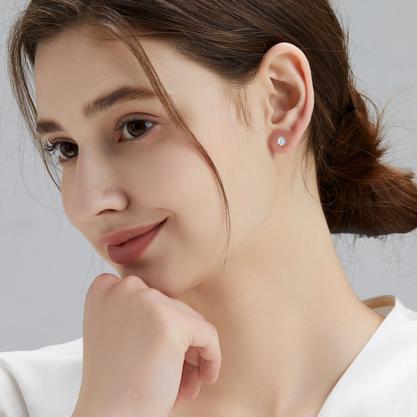 Sparkly VVS Moissanite Studs 14K White Gold Jewelry Christmas Gifts 925 Sterling Silver Lab Created Diamond Earrings for Women