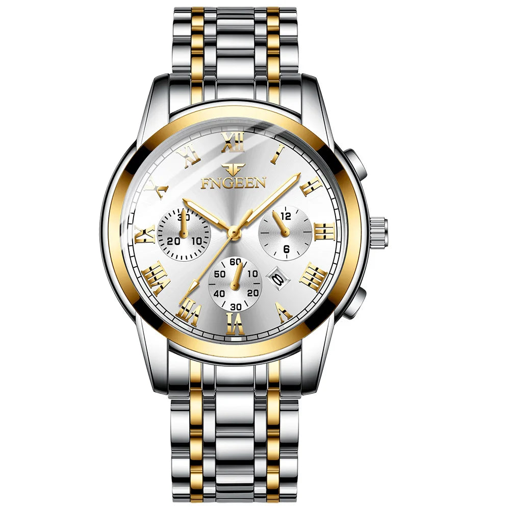 Fngeen 4006 Couple Watch Luminous Calendar Waterproof Lovers Watches High Quality Quartz Watch for Men and Woman Wristwatches