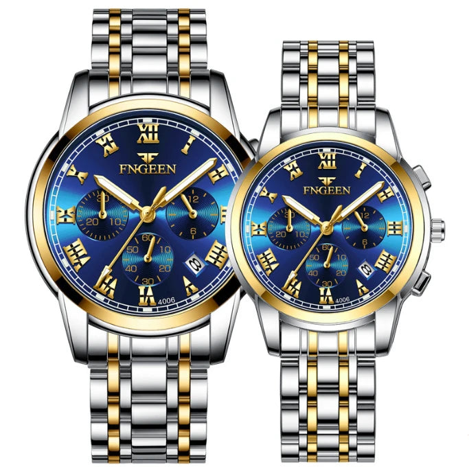 Fngeen 4006 Couple Watch Luminous Calendar Waterproof Lovers Watches High Quality Quartz Watch for Men and Woman Wristwatches