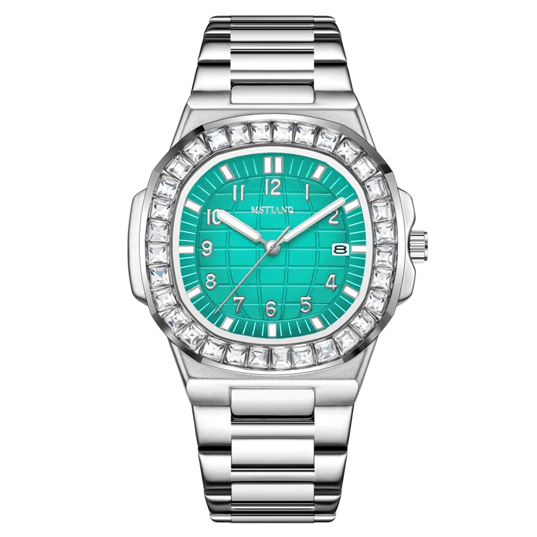 New Hot Selling Silver Men's Watch Stainless Steel  Diamond Dial Quartz Watch Men's Waterproof Men's Watch