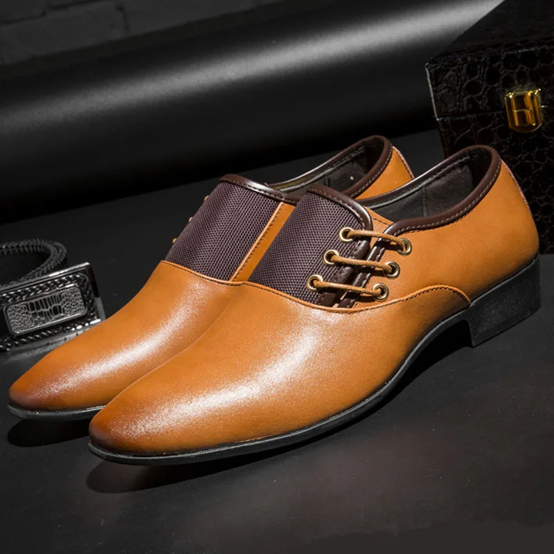 2024 Business Dress Leather Shoes for Men's Large Casual Size Pointed Lace up Shoes. Minimum order 2