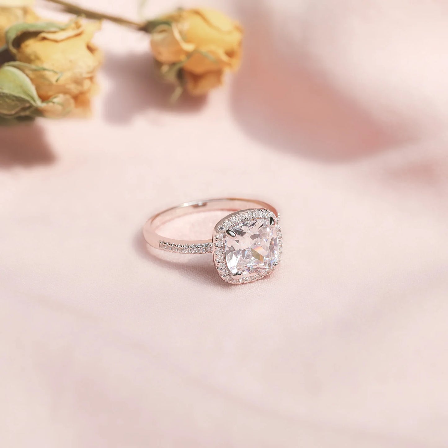 OAHLAN High Quality 3.5CT 925 Sterling Silver Ring,Cushion Cut Cubic Zirconia 5A CZ,Engagement Rings Wedding Bands for Women