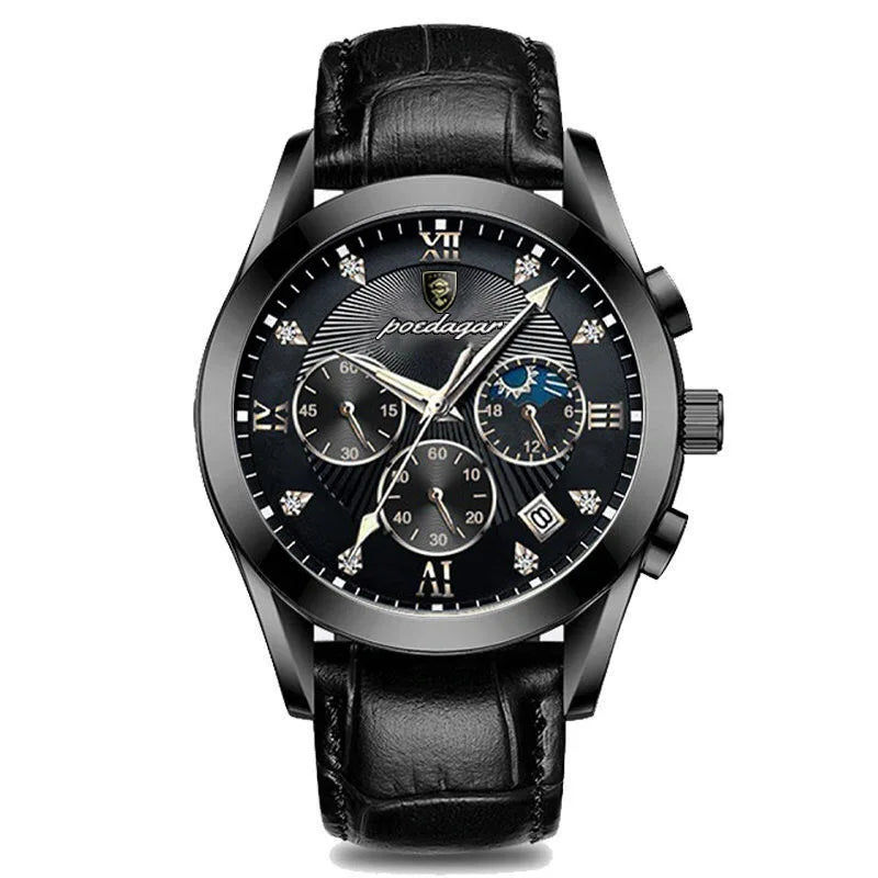 POEDAGAR 820 Watch Casual Chronograph Men's Watches Stainless Steel Band Business Wristwatch Quartz Clock With Luminous Pointers