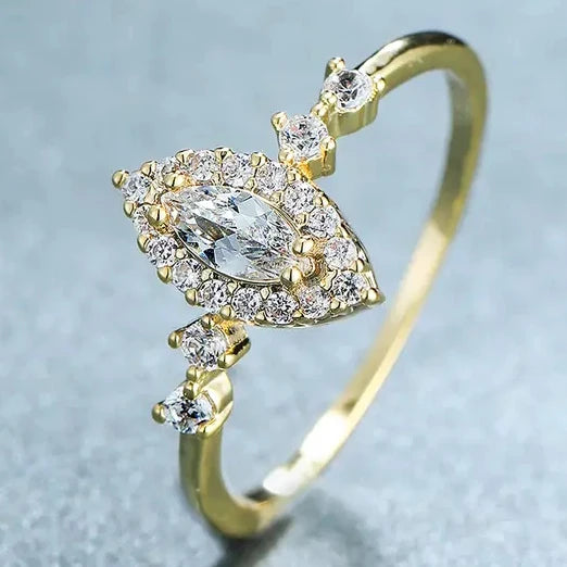 CAOSHI Gold Color Plated New Style Anillos Marquise Cut Shiny Zircon Ring Lady Girls Beautiful CZ Wedding Ring Women Bridal. Minimum order 12