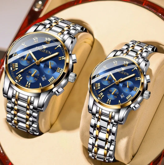 Fngeen 4006 Couple Watch Luminous Calendar Waterproof Lovers Watches High Quality Quartz Watch for Men and Woman Wristwatches