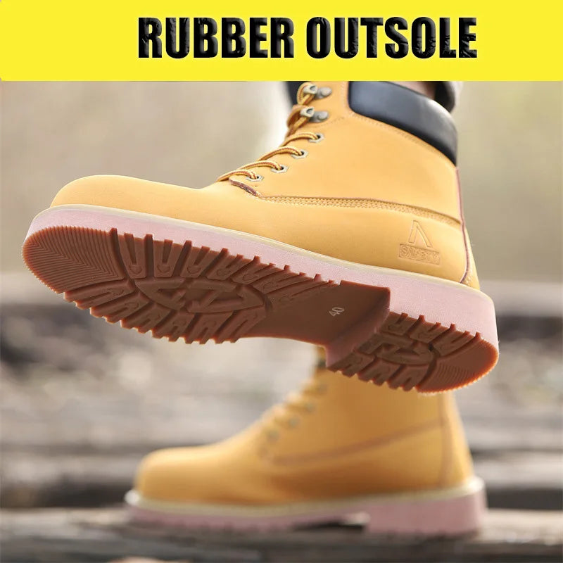 ZG HSSL 636 SAFETYLEADERS Light Weight Leather Work Boots,fashionable Men Yellow Safety Boots