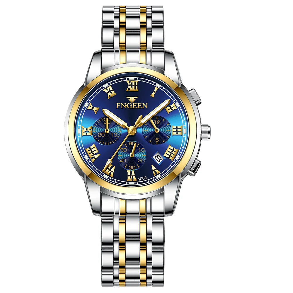 Fngeen 4006 Couple Watch Luminous Calendar Waterproof Lovers Watches High Quality Quartz Watch for Men and Woman Wristwatches