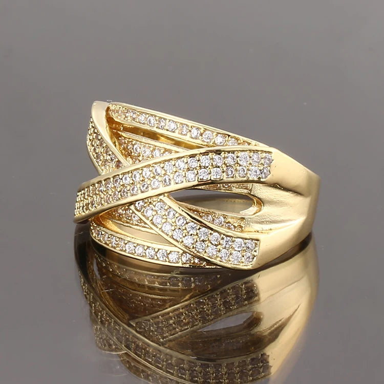 Fashion Latest Designs Gold Plated CZ Wedding Rings for Women & Men's New Model Promise Jewelry. Minimum order 6