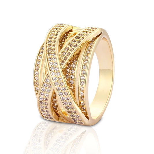 Fashion Latest Designs Gold Plated CZ Wedding Rings for Women & Men's New Model Promise Jewelry. Minimum order 6