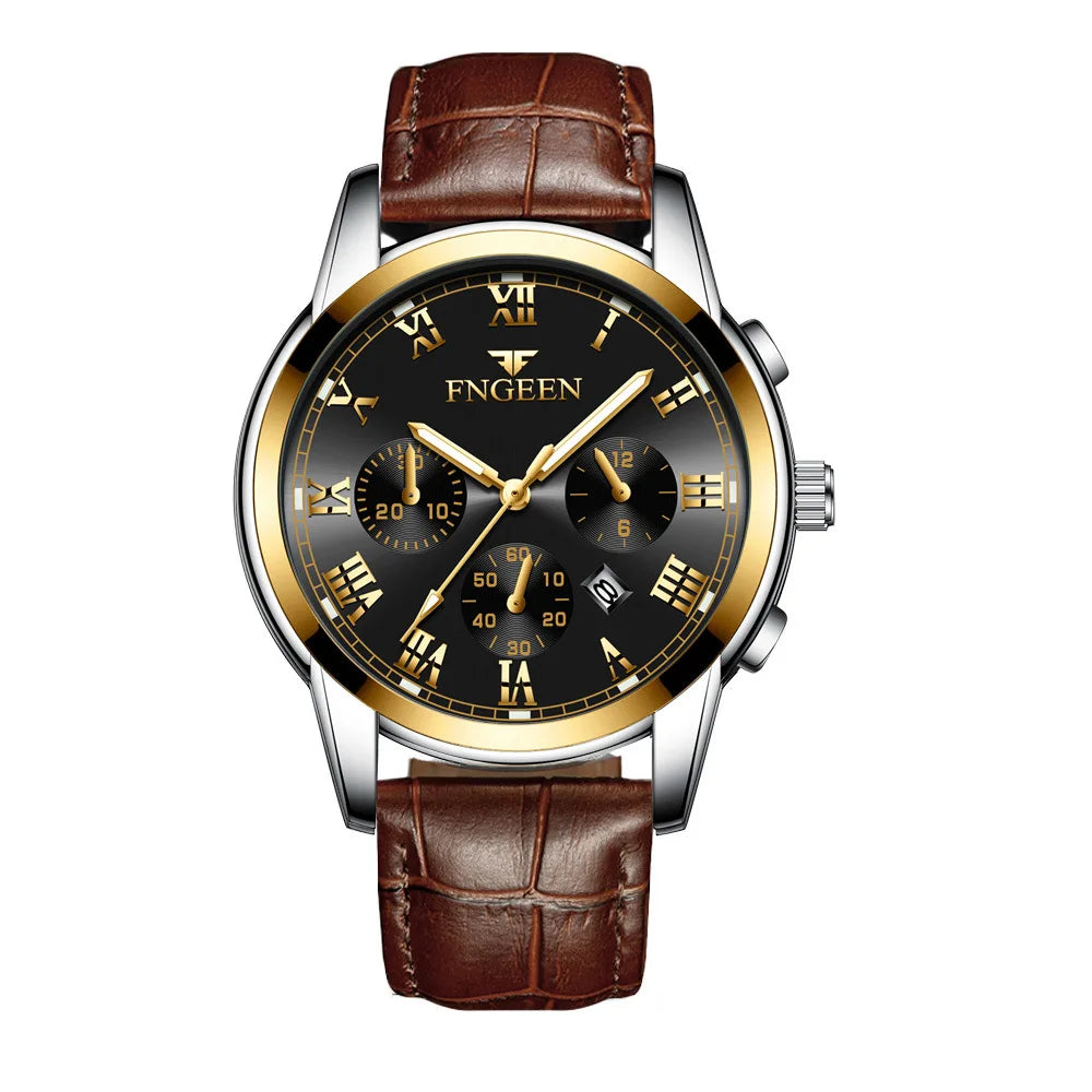 Fngeen 4006 Couple Watch Luminous Calendar Waterproof Lovers Watches High Quality Quartz Watch for Men and Woman Wristwatches