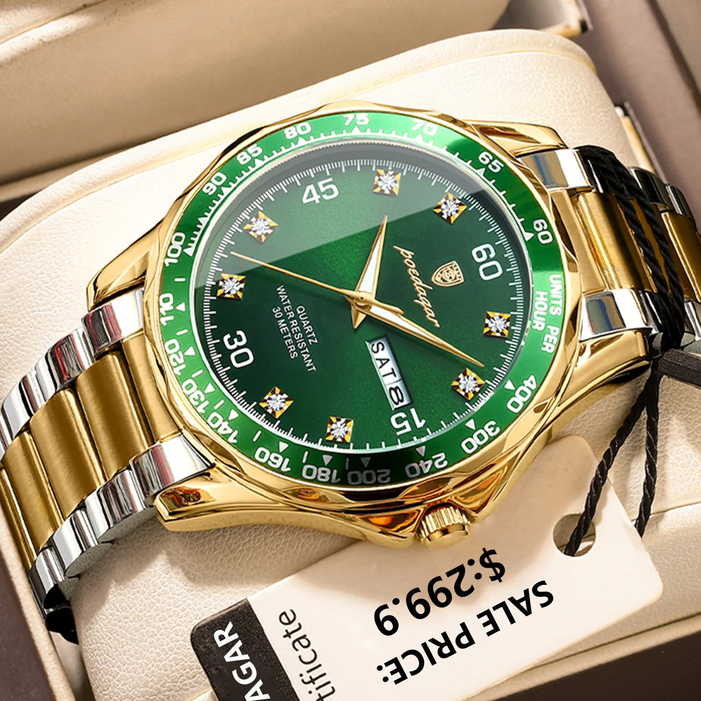 POEDAGAR 963 Date Week Watch for Men Stainless Steel Brand Luxury Quartz Male Wristwatch Waterproof Luminous Sport Men's Watches