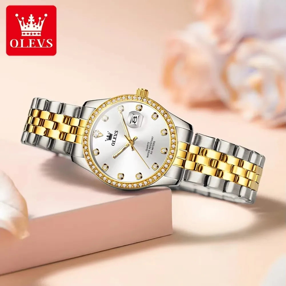 OLEVS 3629 Original Calendar Quartz Luxury Women Elegant Women's Watch Fashion Classic Waterproof Luminous Stainless Watches