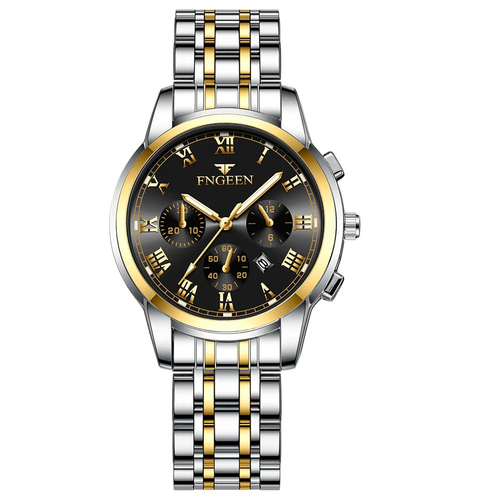 Fngeen 4006 Couple Watch Luminous Calendar Waterproof Lovers Watches High Quality Quartz Watch for Men and Woman Wristwatches