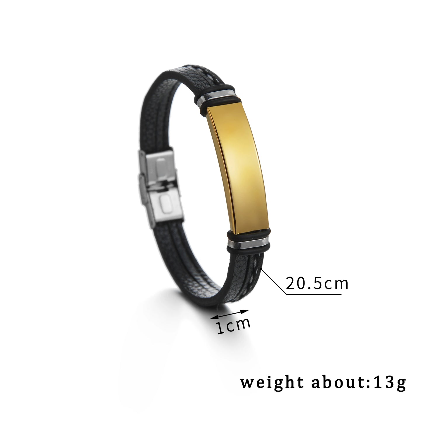 Atoztide Customized Engrave Name Text Stainless Steel Bracelets Leather Chain Bangle for Men Women Personalized Gift Jewelry