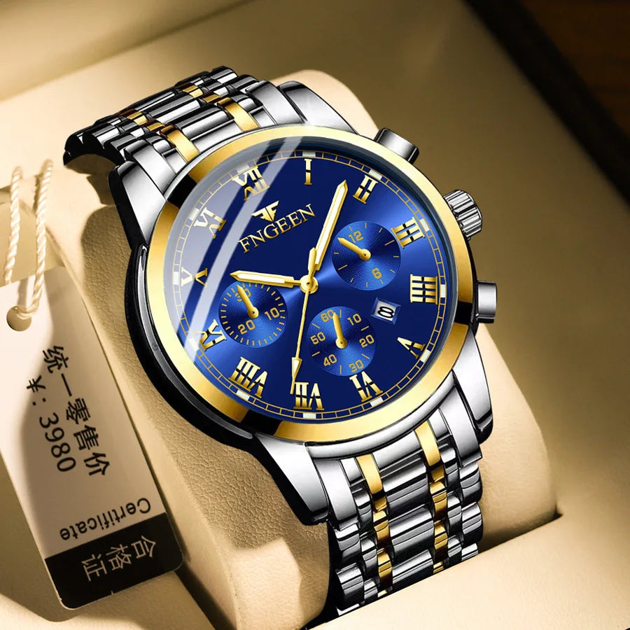 Fngeen 4006 Couple Watch Luminous Calendar Waterproof Lovers Watches High Quality Quartz Watch for Men and Woman Wristwatches
