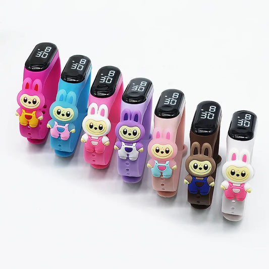 Custom logo Kids Cartoon Doll Watch Fashion Led Digital Watch Child Teens Students Led Waterproof Silicone Bands Wristwatch. Minimum order 20