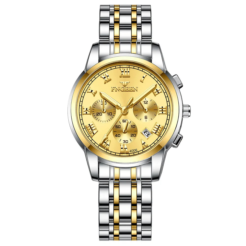 Fngeen 4006 Couple Watch Luminous Calendar Waterproof Lovers Watches High Quality Quartz Watch for Men and Woman Wristwatches