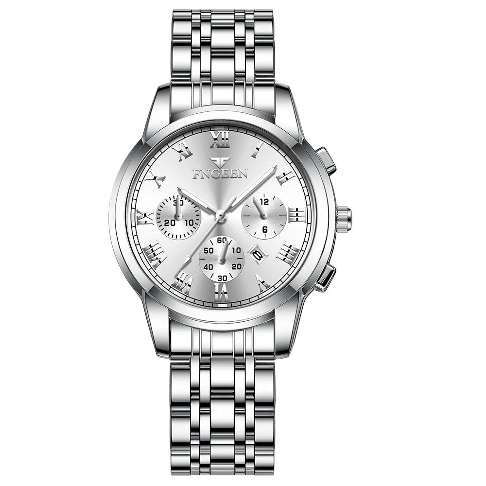 Fngeen 4006 Couple Watch Luminous Calendar Waterproof Lovers Watches High Quality Quartz Watch for Men and Woman Wristwatches