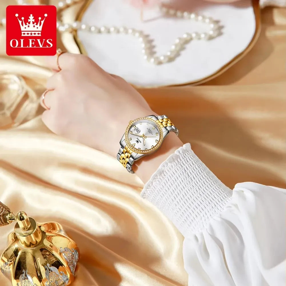 OLEVS 3629 Original Calendar Quartz Luxury Women Elegant Women's Watch Fashion Classic Waterproof Luminous Stainless Watches