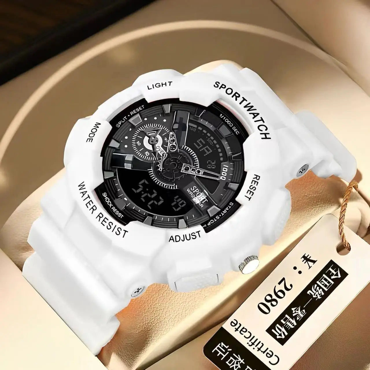 Wholesale Trend Black Gold Electronic Watch Fashion Outdoor Sports Wristwatches Waterproof Dual Display Pointer Watch for Men. Minimum order 2