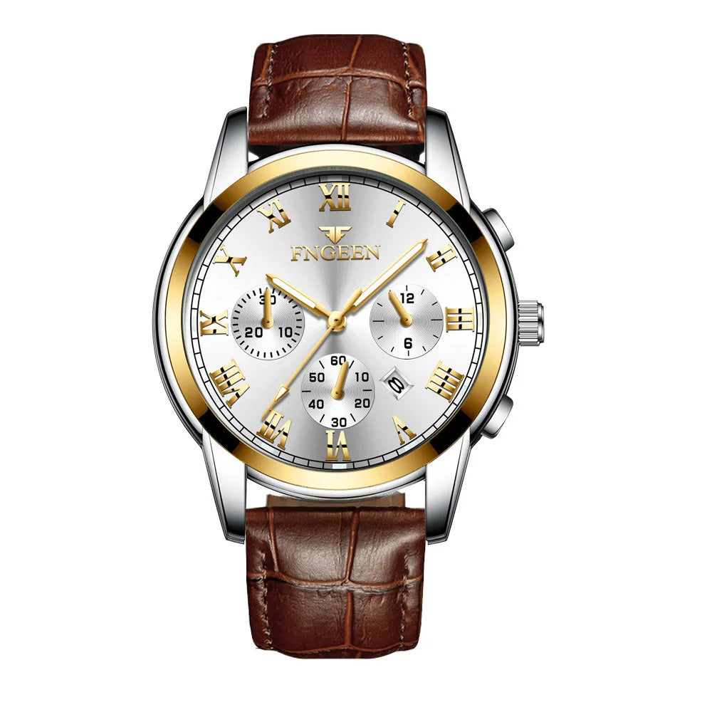 Fngeen 4006 Couple Watch Luminous Calendar Waterproof Lovers Watches High Quality Quartz Watch for Men and Woman Wristwatches