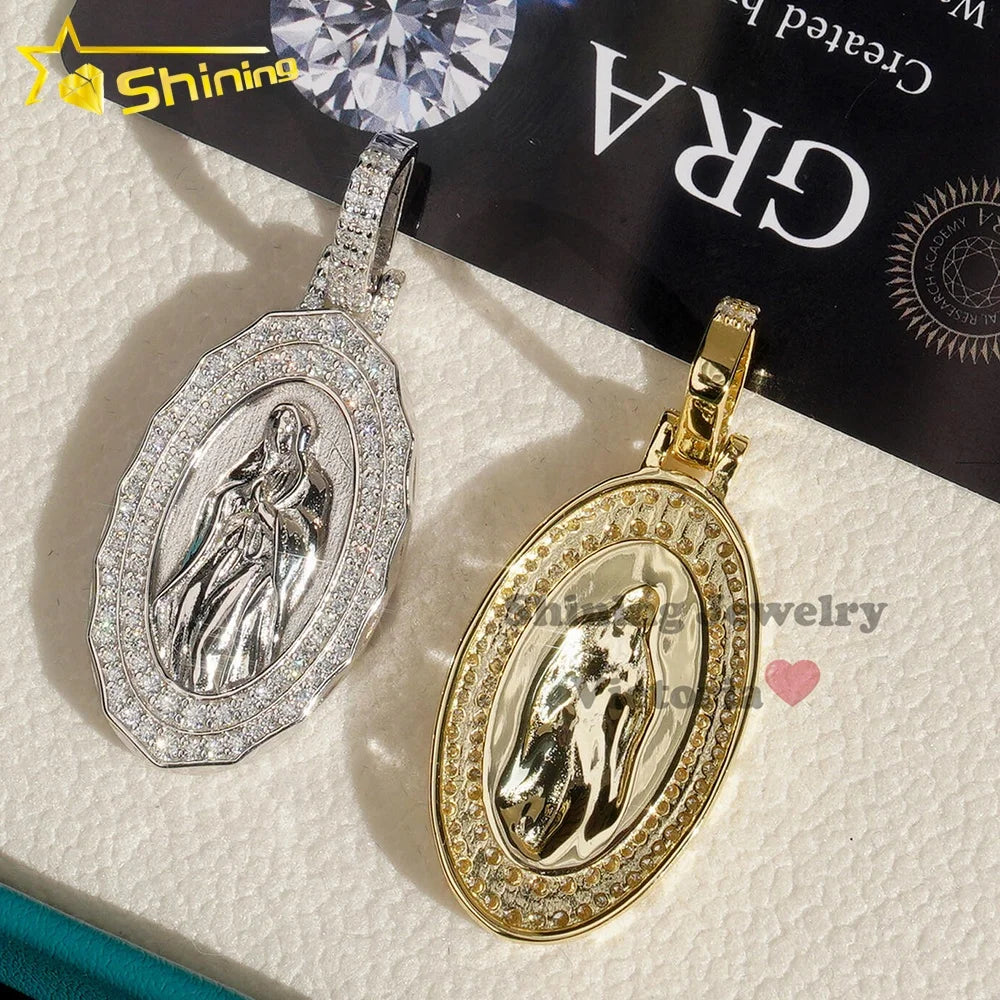 Fine Jewelry Sterling Silver 925 Iced Out Diamond Pendant VVS Moissanite Hip Hop Fashion Jesus Pendant
