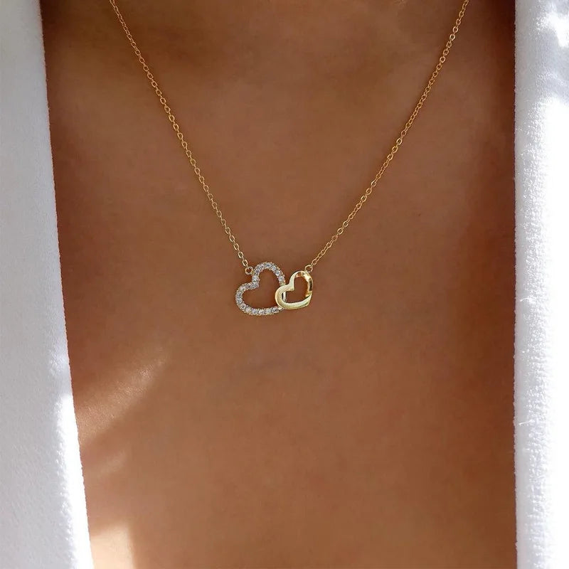 VKME Fashion Heart Necklace Zirconia Rhinestone Multi Layer Heart Necklace for Women Jewelry Wholesale. Minimum order 2