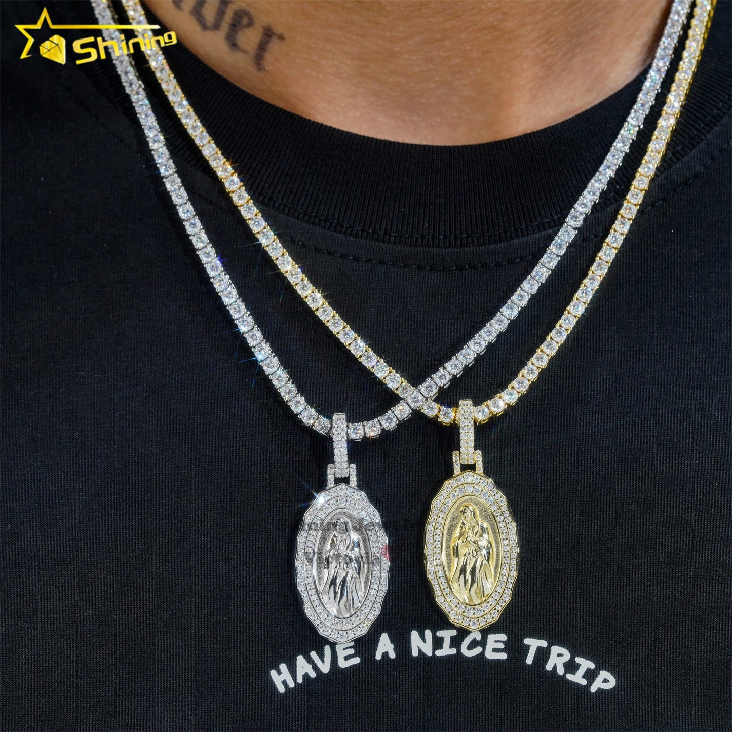 Fine Jewelry Sterling Silver 925 Iced Out Diamond Pendant VVS Moissanite Hip Hop Fashion Jesus Pendant
