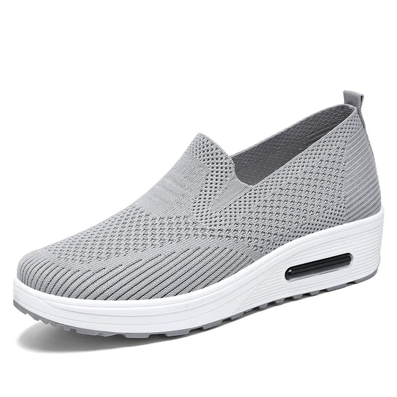 New Spring Women Casual Shoes Low MOQ Comfort Breathable Fly Woven Slip-on Ladies Walking Style Shoes