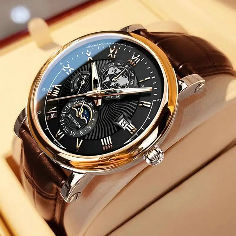 Fashion Watch Classic Round Business Quartz Watch Men's Leather Men's High Quality Watch. Minimum order 2