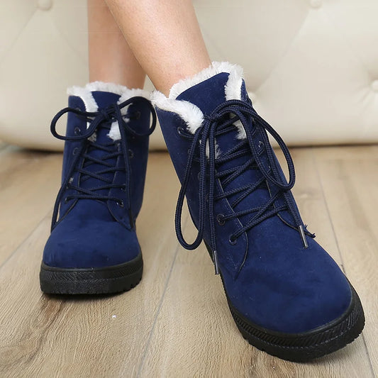Women Boots Warm Fur Ankle Boots For Women Winter Boots Black Heels Snow Botas mujer Elegant Woman Heeled Shoes Winter Shoes