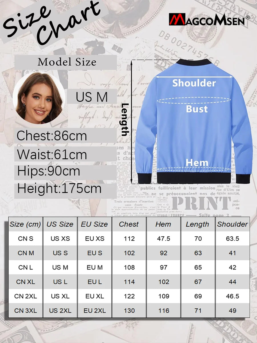 MAGCOMSEN Women's Bomber Jackets Zip Up Casual Spring/Autumn Lightweight Jacket Leisure Street Trend Windbreaker
