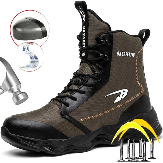 Dropshipping Men Safety Shoes Steel Toe Sneaker Lighweight Work Safety Boots Man High Top Puncture Proof Work Shoes Anti-smash