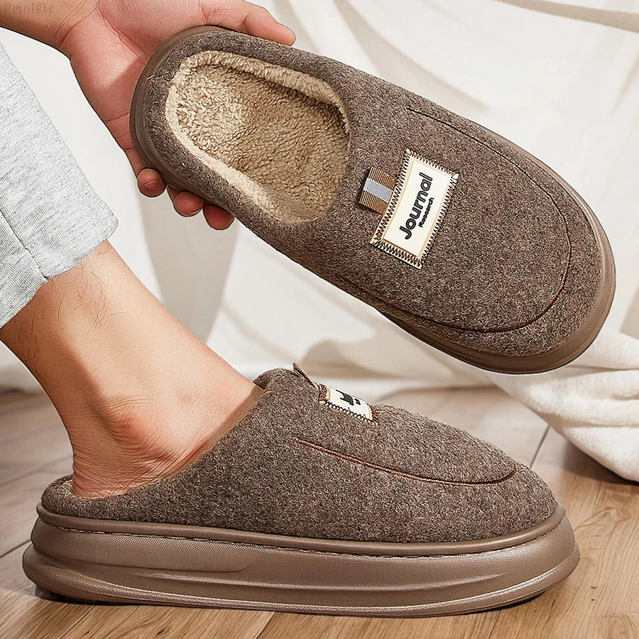 plus size men's house slippers fuzzy comfy memory foam soft couple shoes non-slip winter warm plush slippers