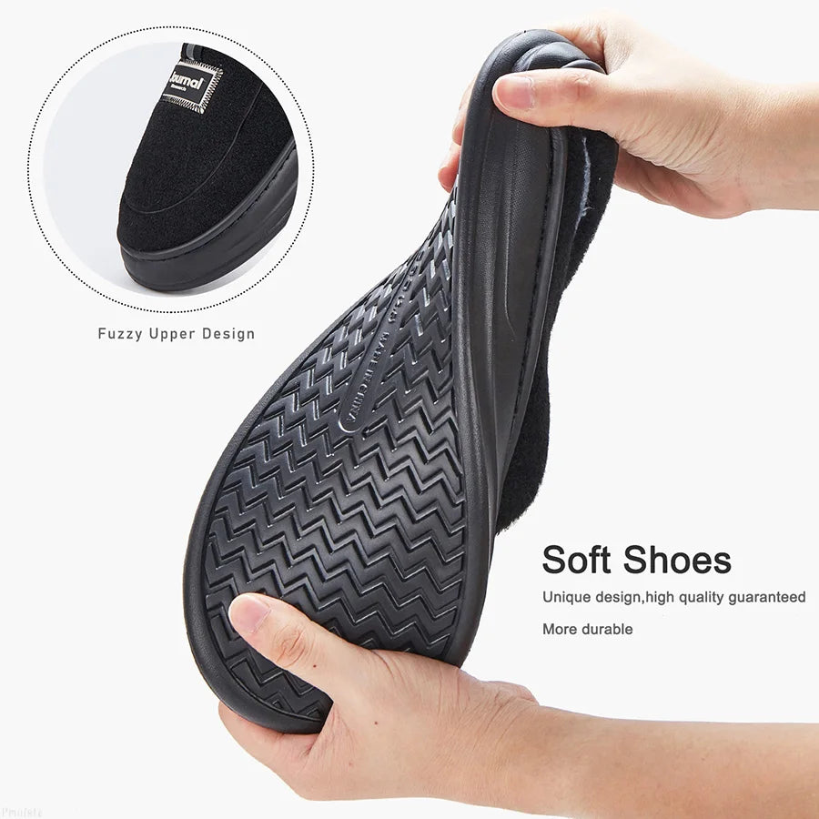 plus size men's house slippers fuzzy comfy memory foam soft couple shoes non-slip winter warm plush slippers