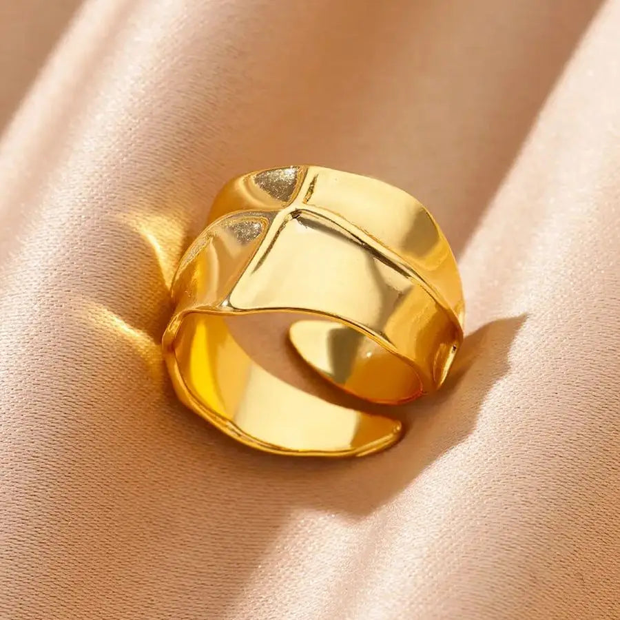 Stainless Steel Rings for Women Gold Color Geometric Multi Layer Opening Finger Ring New In Fashion Wedding Party Jewelry Gift