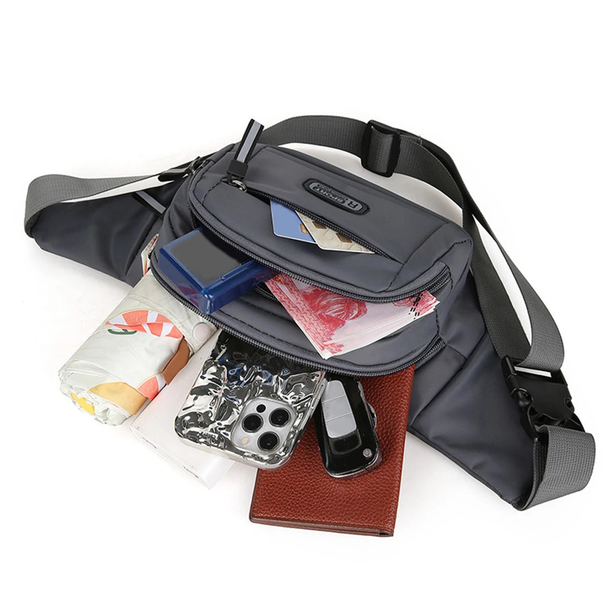 New Pure Canvas Fit Waistpack Mobile Waistpack Men's Sports Outdoor Leisure Running Anti Theft Ultra Thin Invisible.-zmt