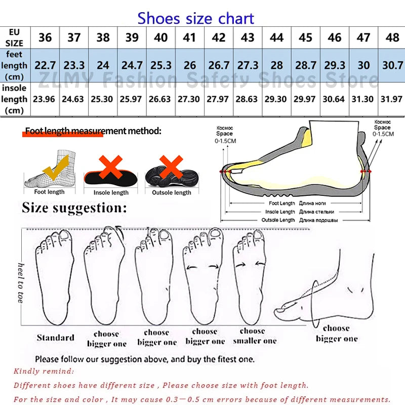 Fashion Safety Shoes Men Steel Toe Sneakers Puncture Proof Breathable Work Safety Boots Man Comfy Work Shoes Male Security Boots