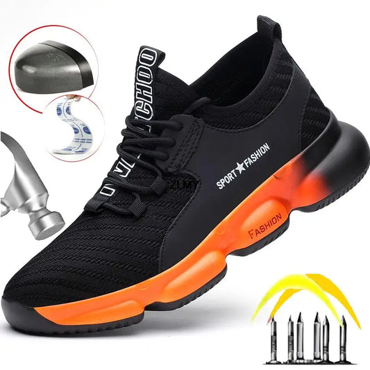 Fashion Safety Shoes Men Breathable Steel Toe Work Shoes Man Industrial Sneaker Puncture Proof Light Work Safety Boots Plus Size