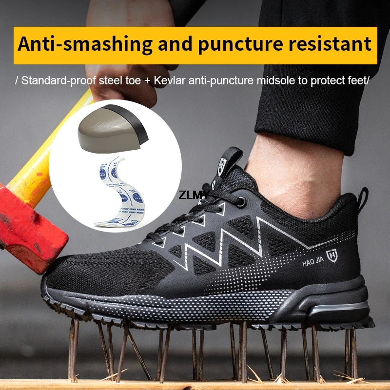 Fashion Safety Shoes Men Steel Toe Sneakers Puncture Proof Breathable Work Safety Boots Man Comfy Work Shoes Male Security Boots