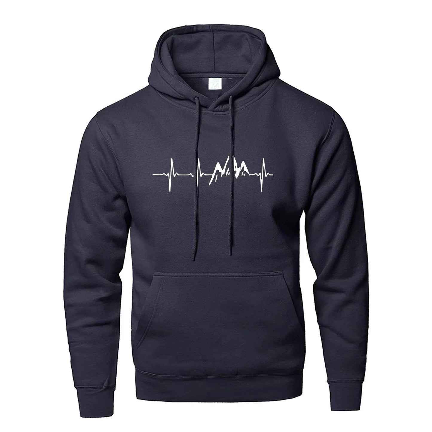 Mountain Heartbeat Hoodies teens Sweatshirt Autumn Long Sleeve Hooded Sweatshirt Hoodie Black Gray Sportswear