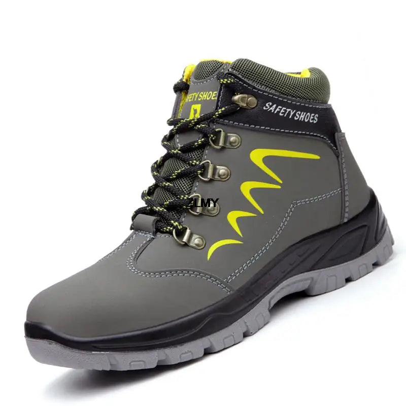 ZLMY Men Steel Toe Shoes High Top Work Boots Indestructible Safety Shoes Man Puncture-Proof Work Sneaker Winter Safety Boots Men