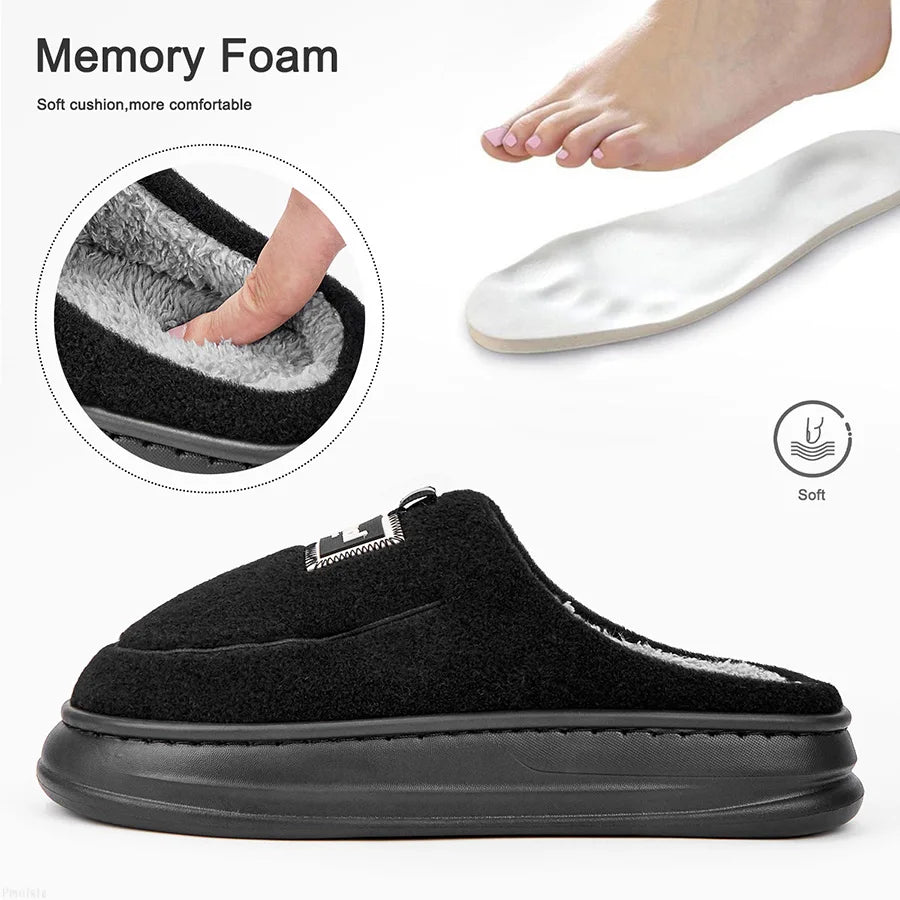 plus size men's house slippers fuzzy comfy memory foam soft couple shoes non-slip winter warm plush slippers