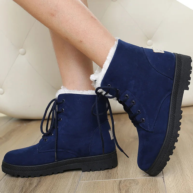 Women Boots Warm Fur Ankle Boots For Women Winter Boots Black Heels Snow Botas mujer Elegant Woman Heeled Shoes Winter Shoes