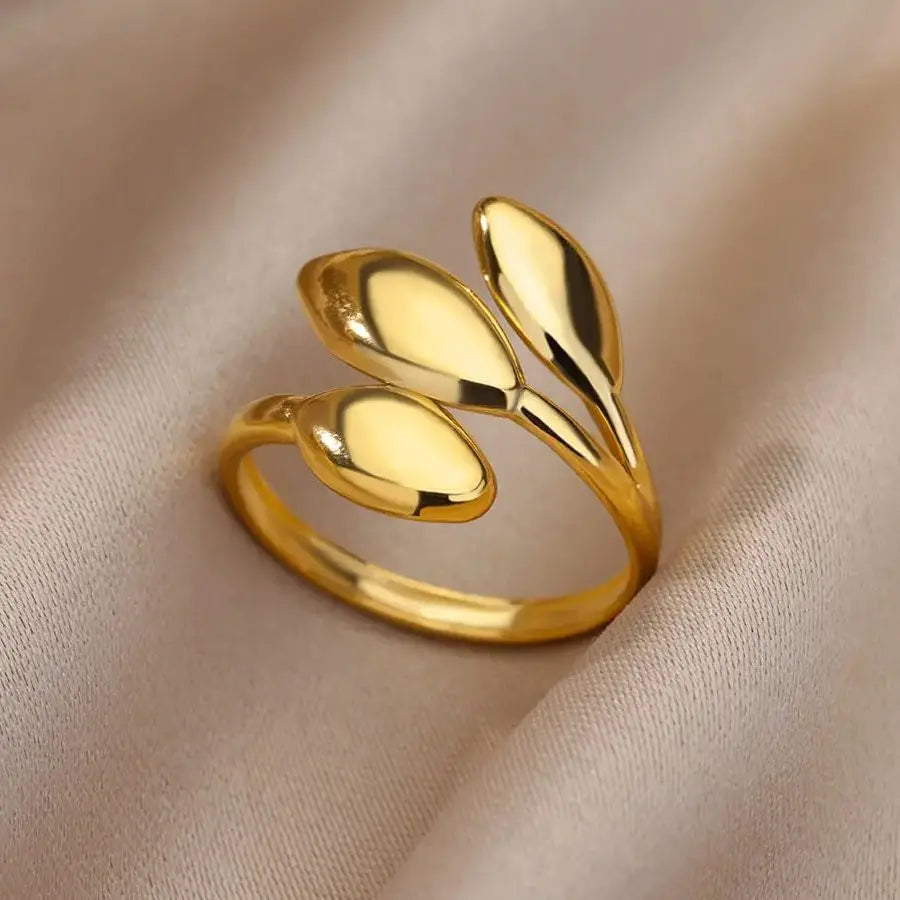 Stainless Steel Rings for Women Gold Color Geometric Multi Layer Opening Finger Ring New In Fashion Wedding Party Jewelry Gift