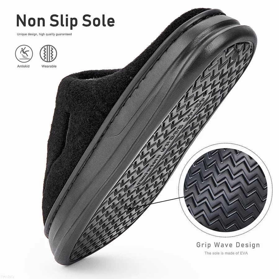 plus size men's house slippers fuzzy comfy memory foam soft couple shoes non-slip winter warm plush slippers