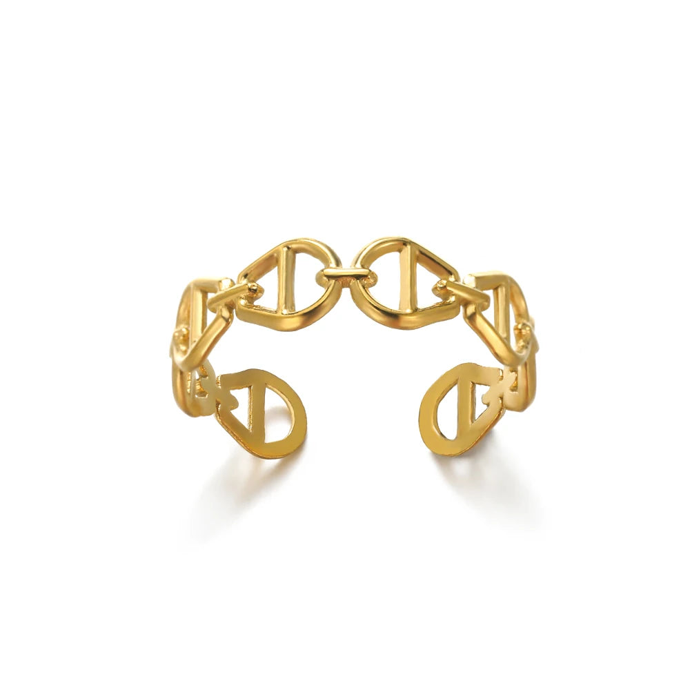 Stainless Steel Rings for Women Gold Color Geometric Multi Layer Opening Finger Ring New In Fashion Wedding Party Jewelry Gift