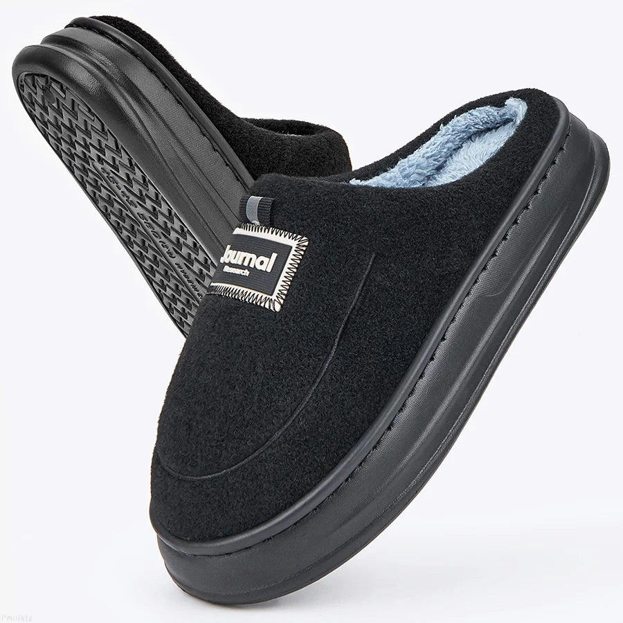 plus size men's house slippers fuzzy comfy memory foam soft couple shoes non-slip winter warm plush slippers