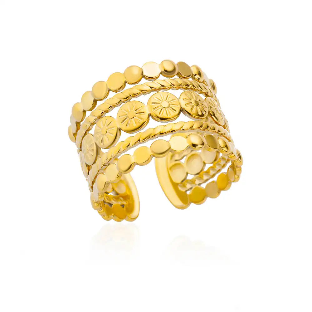 Stainless Steel Rings for Women Gold Color Geometric Multi Layer Opening Finger Ring New In Fashion Wedding Party Jewelry Gift